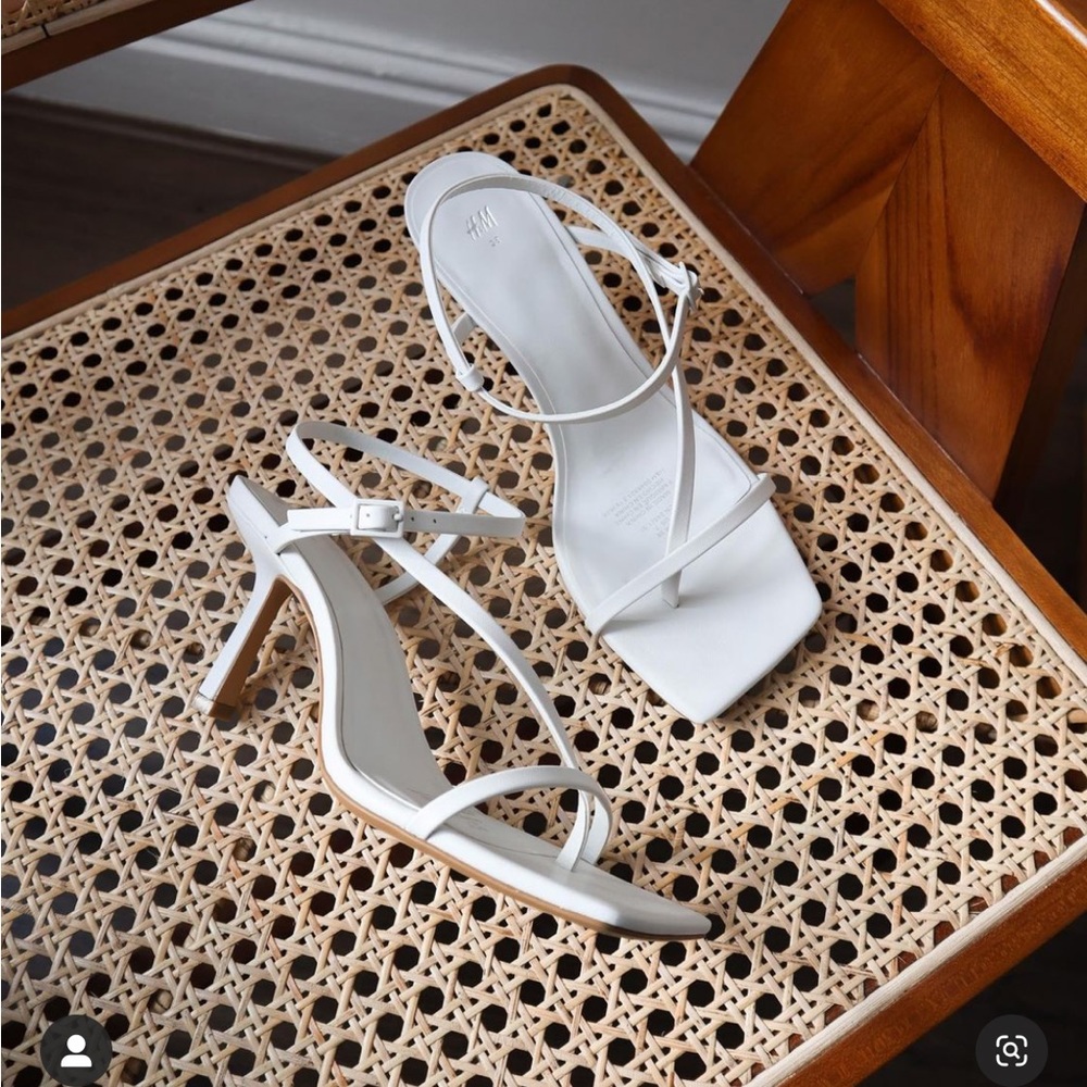 H&M White Square Toe Sandals